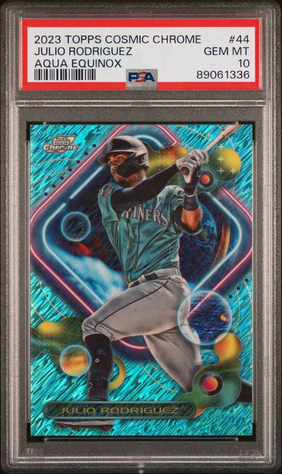 RARE PSA 10 Julio Rodriguez 2023 Topps Cosmic Chrome Aqua Equinox /199 MARINERS