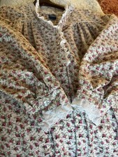 Vintage 100 Cotton Flannel Nightgown Floral Lace Trim NWOT