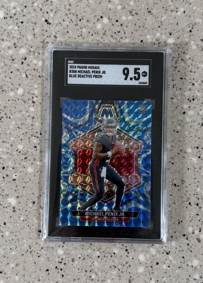2024 Panini Mosaic - Michael Penix Jr. #308 Reactive Blue Prizm (RC) - SGC 9.5