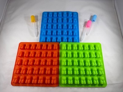 3-Pack Silicone Gummy Bear Candy Molds with Droppers