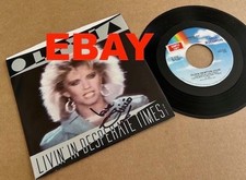 Olivia Newton-John SIGNED "Livin' In Desperate Times" Sample Copy Single 1984