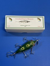 Crooked Bayou Minnow, 5 Hook Lure, Beautiful Frog Scale Green Head Finish. Mint!