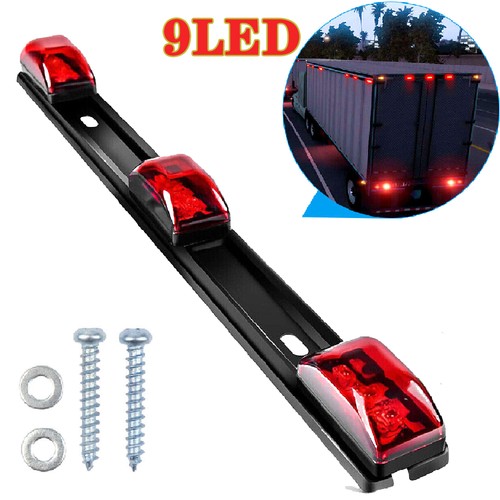 9 LED 3 Red Trailer Light Bar 12V Clearance Marker ID Truck Rear Tail Lightbar - Bild 1 von 11