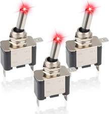 3 PCS LED Lighted Rocker Toggle Switch, 12V SPST 2Pin ON/Off Rocker Switch, 20A