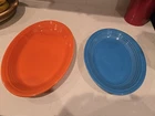 Fiestaware Peacock Blue and Poppy  Oval Serving Platters Fiesta Homer Laughlin