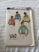 SIMPLICITY PATTERN 6693 MENS SHIRT Size 42 44 - Cut MEN VINTAGE 1974