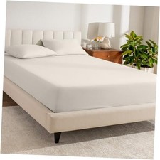 100 Organic Cotton Fitted Sheet - Crisp Percale Weave Twin 06 - French Beige