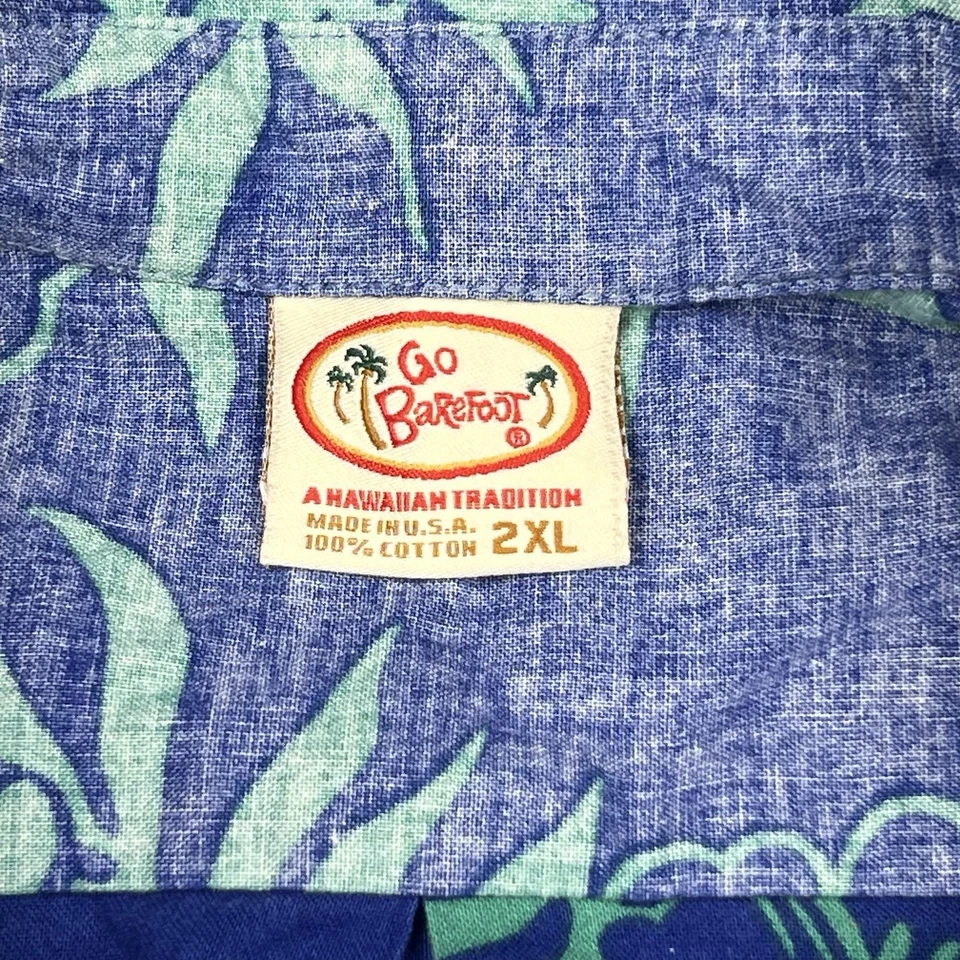 Camisa Hawaiana Go Barefoot Vintage Para Hombre L Hermosa Patrón Tribal 100% Algodón Foto 4 de 4