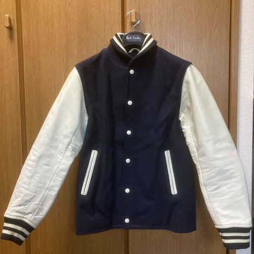 Journal Standard Leather Varsity Jacket Men'S White Navy L Outer No.ks433