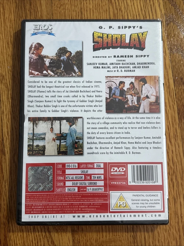 G.P. Sippy's SHOLAY Directed By RAMESH SIPPY NEW, SEALED, RARE! All Regions DVD - Image 2 of 3
