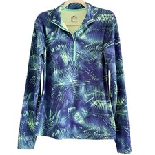 Giacca da corsa Nike Pro Dri-Fit viola e verde Cold Gear 1/2 zip taglia large