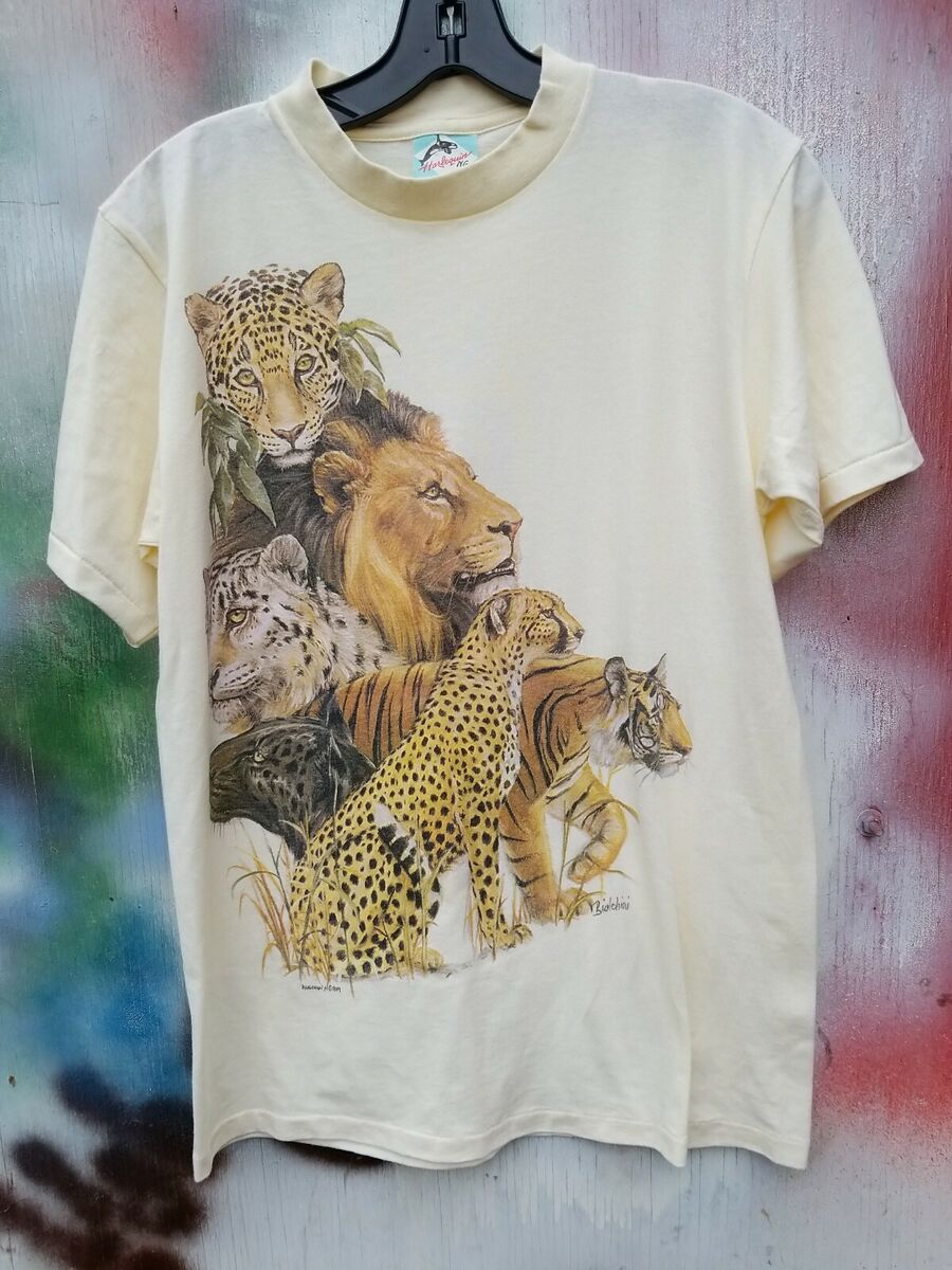 Harlequin NG 1989 Tiger Lion Leopard T-Shirt Large VINTAGE Harlequin NG 1989 Tiger Lion Leopard T-Shirt Large VINTAGE