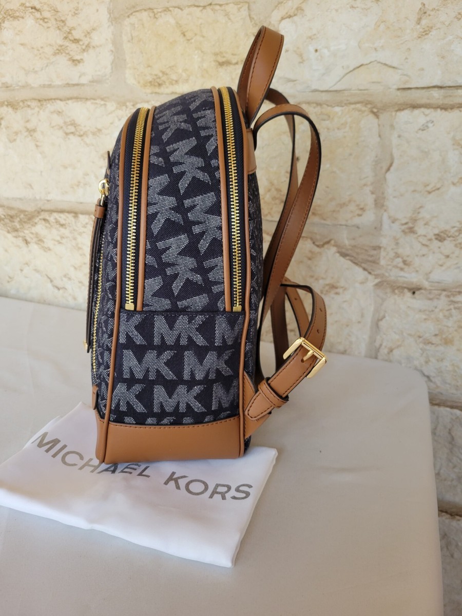 MICHAEL KORS BROOKLYN medium backpack DARK MK SIGNATURE DENIM MULTI  women’s NEW Michael Kors Brooklyn Backpack Medium + Wallet SET Denim  main image 4