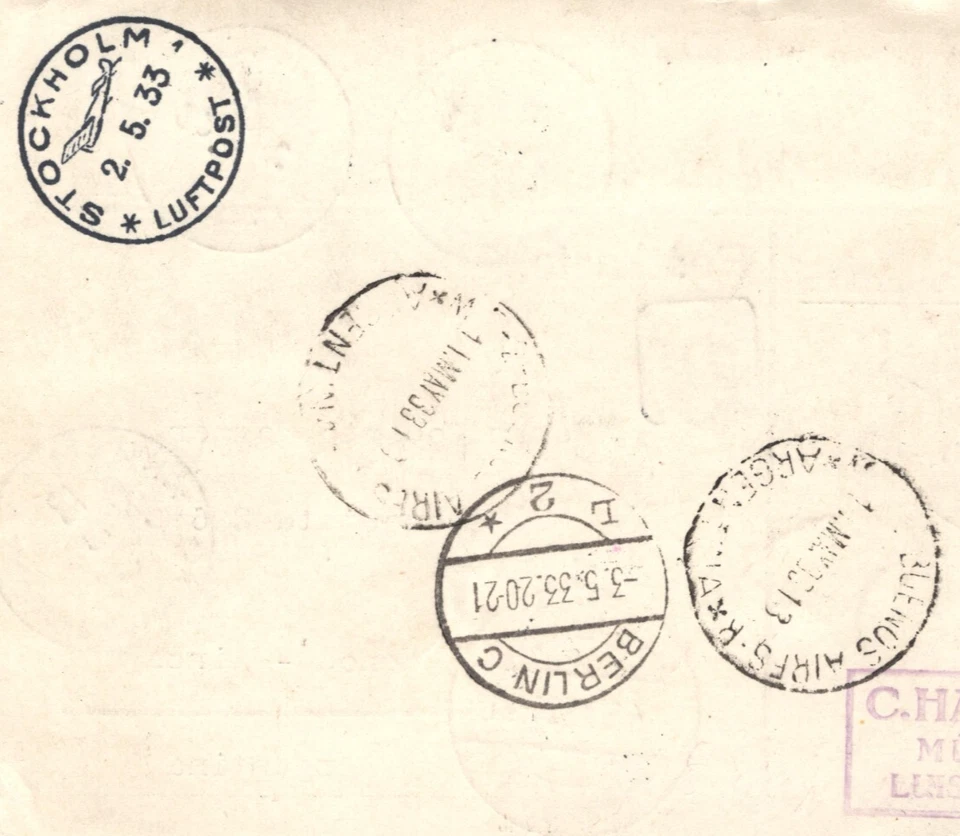 SWEDEN *Treaty* GRAF ZEPPELIN Air Card 1933 *1.SÜDAMERIKAFAHRT* Argentina KZ173 - Image 4 of 4