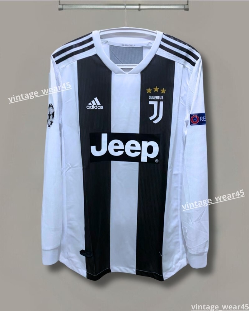 【新品】ユベントス_ロナウド#7_18/19HOME_サイズM Ronaldo #7 Juventus Jersey 2018-2019 Home Retro Long Sleeve