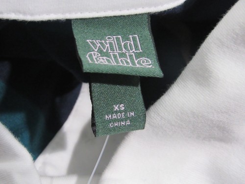 Long Sleeve Oversized Rugby Polo T Shirt Wild Fable Navy Striped Unisex XS - 第 6/10 張圖片