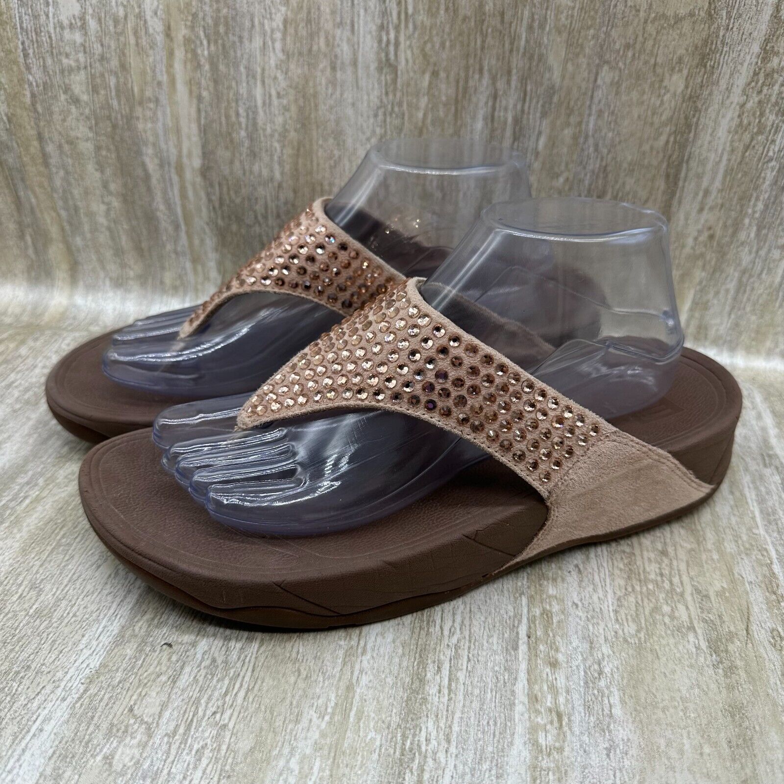 Fitflop Glitzie Rhinestone Thong Sandals Womens 9… - image 1