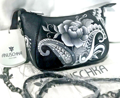ANUSCHKA NWT Chain Detailed Crossbody/Clutch-Peonies & Paisley 7472-PNP-BLK