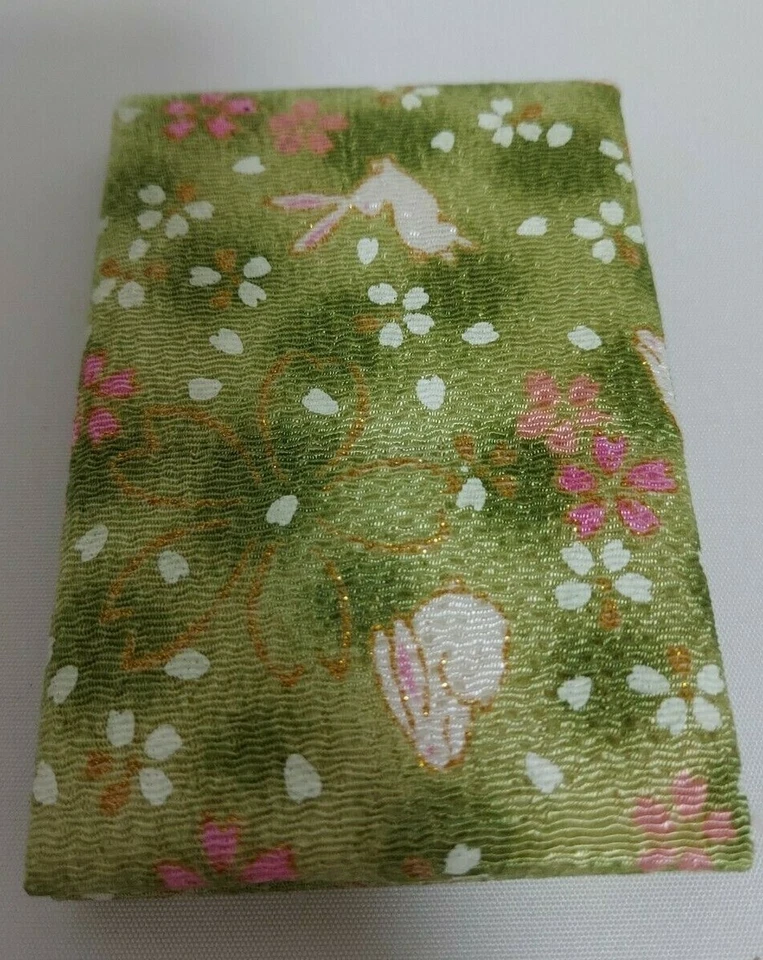 Espejo de pie compacto japonés artesanía chirimen patrón crepé Kyoto Foto 2 de 4