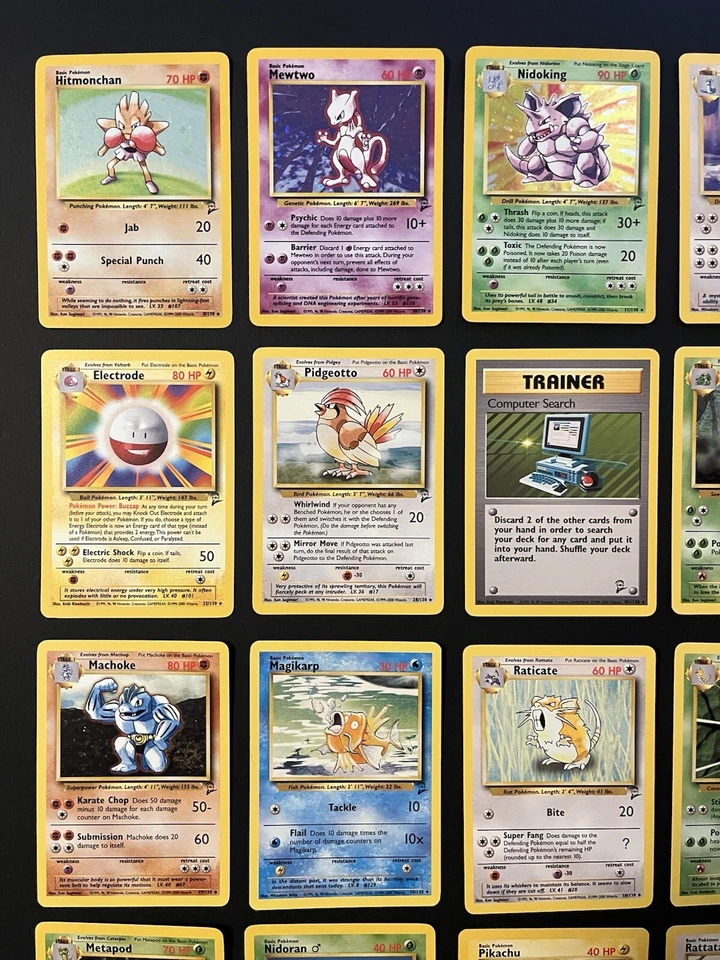 Pokémon Lotto 31 Carte Set Base 2 Inglese Near Mint Hitmonchan Nidoking Mewtwo - Immagine 2 di 4