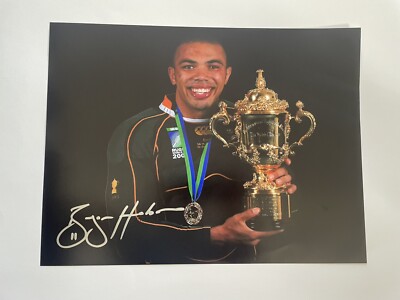 Bryan Habana Springbock Südafrika signiert 16x12 Rugby Foto Echtheitszertifikat Beweis