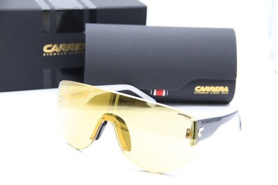 NEW CARRERA FLAGLAB 12 4CWET GOLD BLACK WHITE AUTHENTIC SUNGLASSES W/CASE 99-01