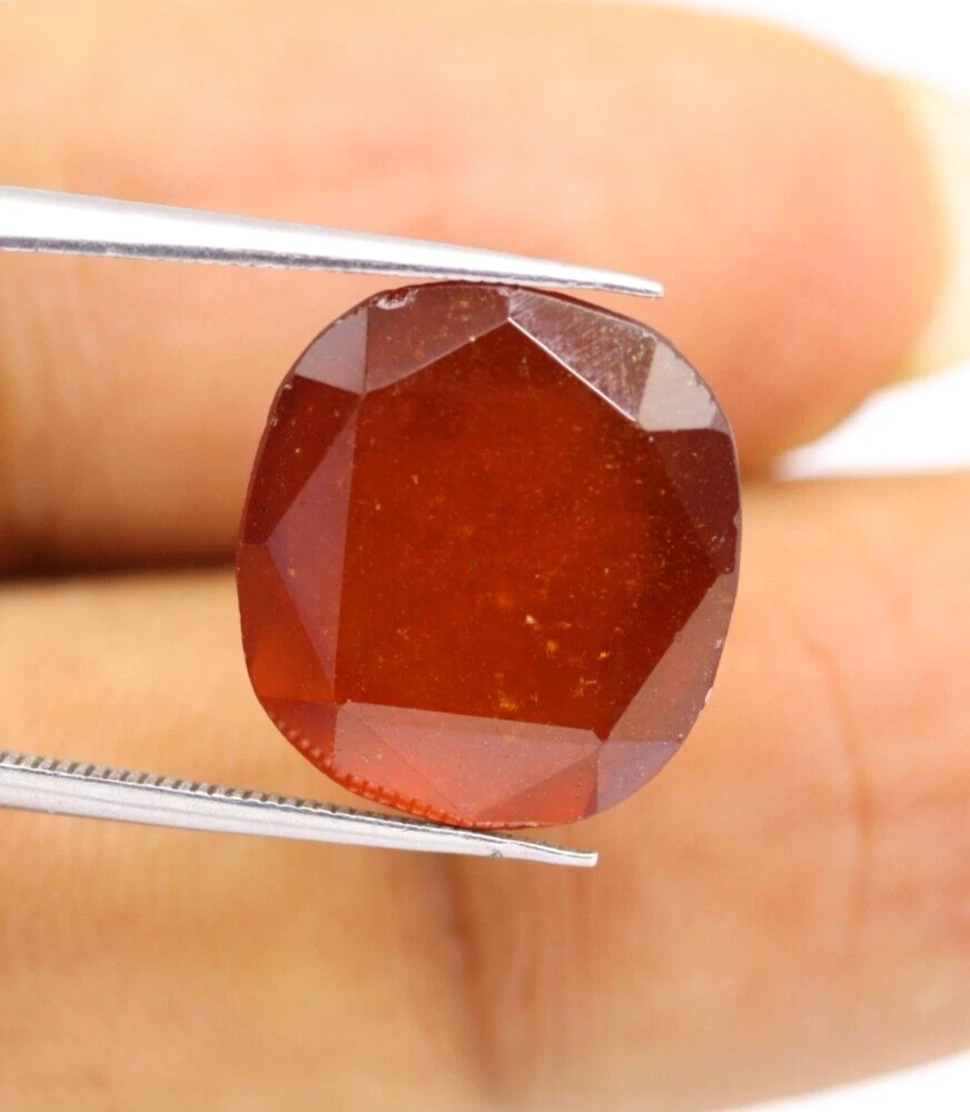 Natural Hessonite Garnet BIG SIZE Cushion Cut Dark Brown Color Gemstone 11.10 Ct