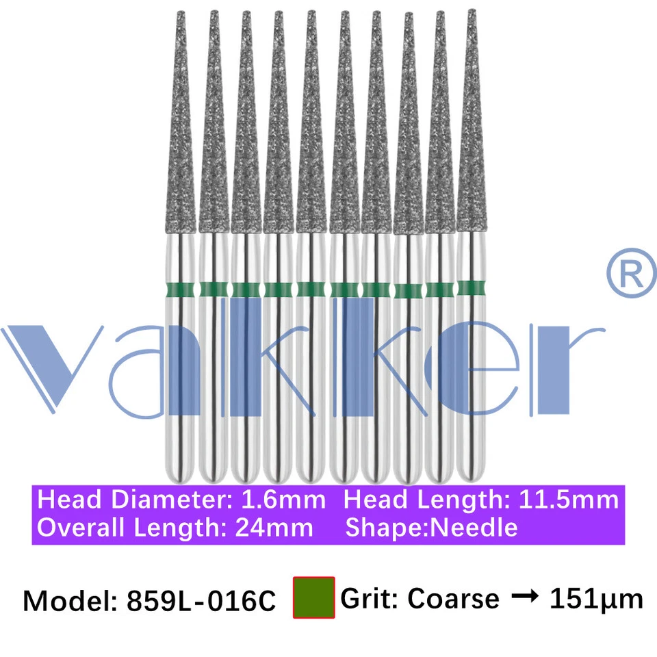 Vakker 10pc Diamond Bur Needle Diamond Burs for Handpiece Fine Medium Coarse - Image 3 of 4