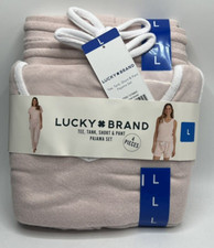 Women's Size Large Lucky Brand 4-Piece Pajama Set Terry Comfortable Casual Style