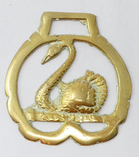 Vintage Swan Horse Brass Cast Brass Openwork Harness Ornament
