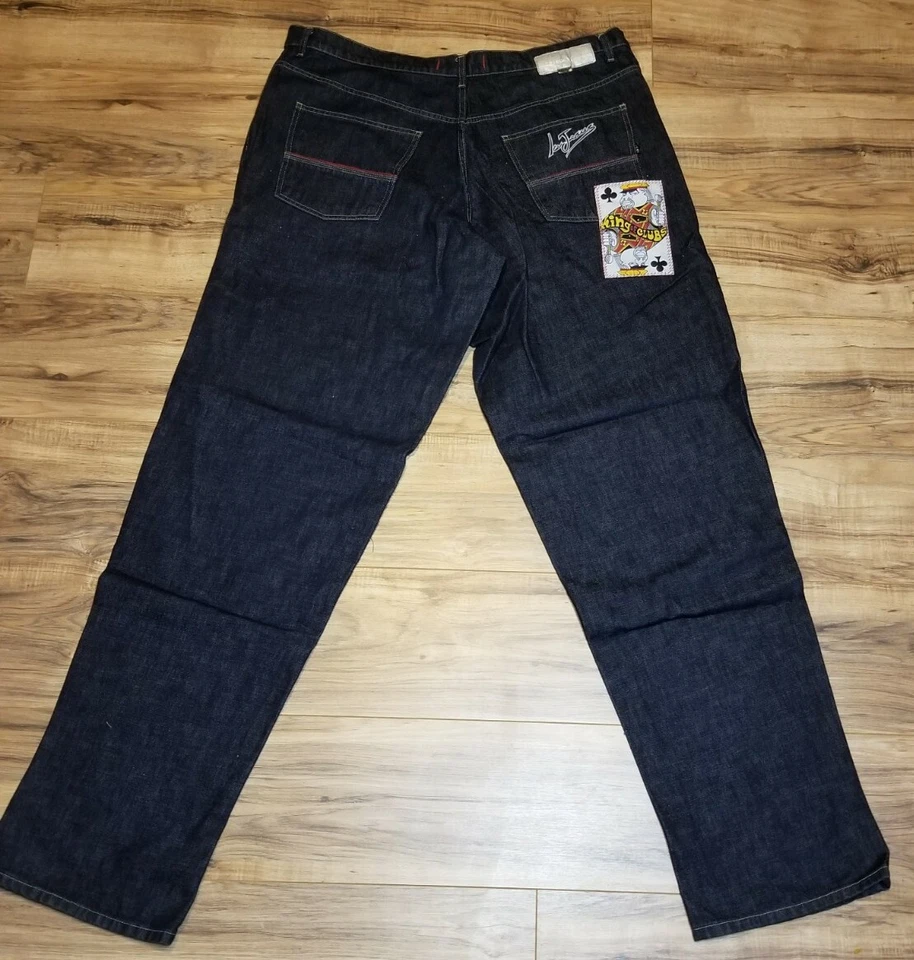 Ice Jeans Italiano Poker Años 90 Ropa de Calle Skate Punk Tarjeta 44 x 38.5 Suelto Largo De Colección Foto 2 de 4