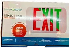 Simply Conserve LED Exit Sign Red or Green Option Ceiling or Wall Mount
