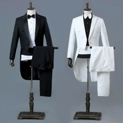 Herren Spitzes Revers Frack Anzug und Hose Set Formell Kleid Hochzeit Smoking Mode