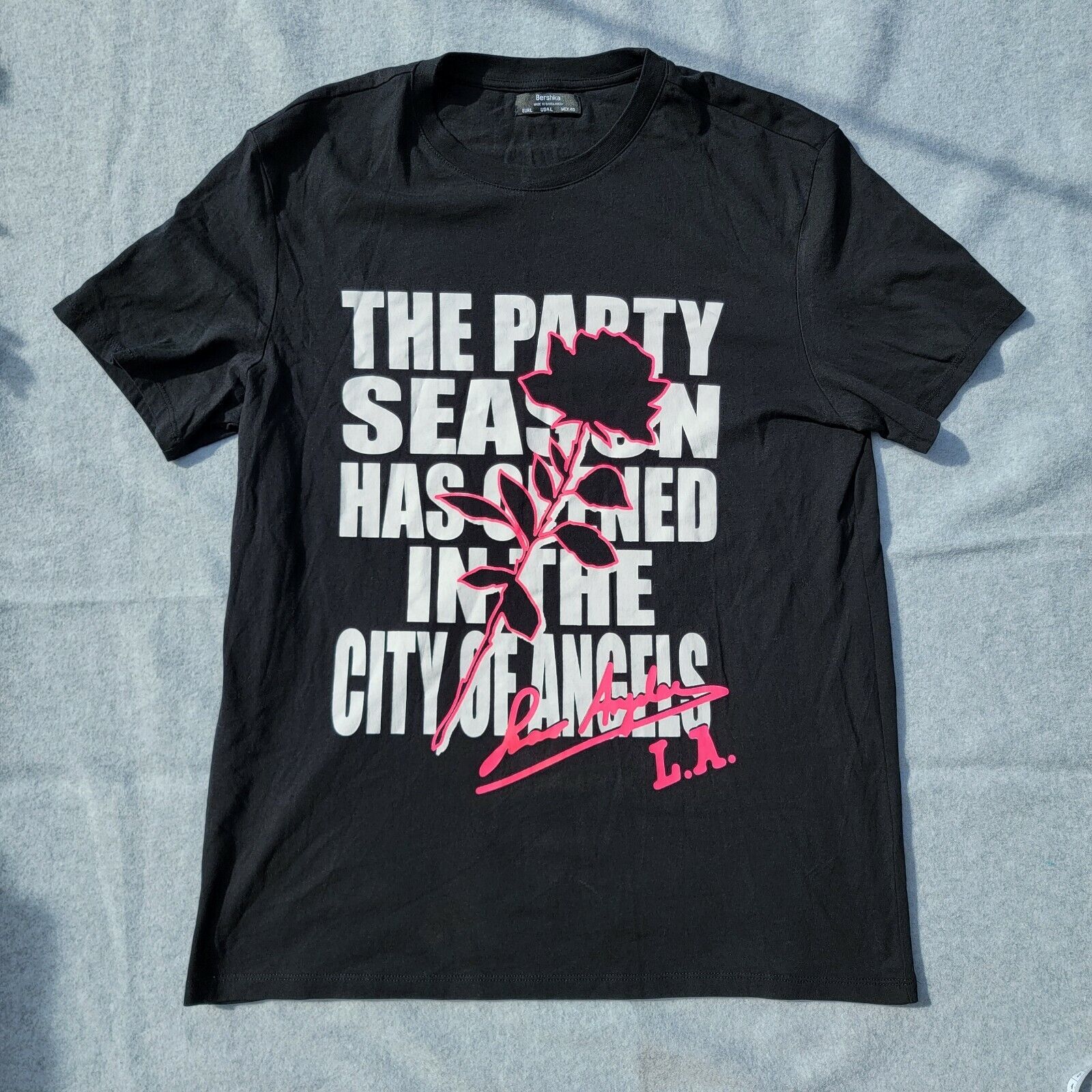 Oproepen evolutie Klagen Bershka Black Shirt City of Angels LA Party Season Has Opened Size Large  Unisex | eBay