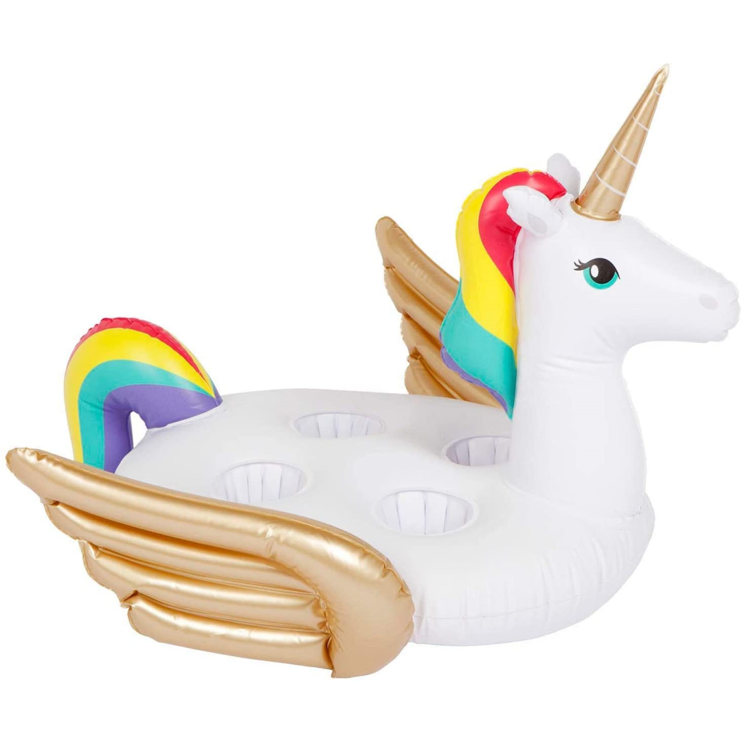 SunnyLIFE Animal Shaped Pool Inflatable Floating Cup Holder for Drinks Unicorn