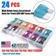 24 Pack Large MAXI / APX Blade Fuse Assortment Auto Car Truck SUV FUSES 30A-120A