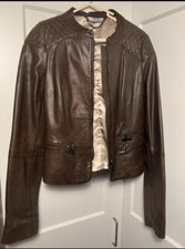 Liu Jo Italian Lambskin Real Leather Brown Jacket It 44 Uk 12 Women’s
