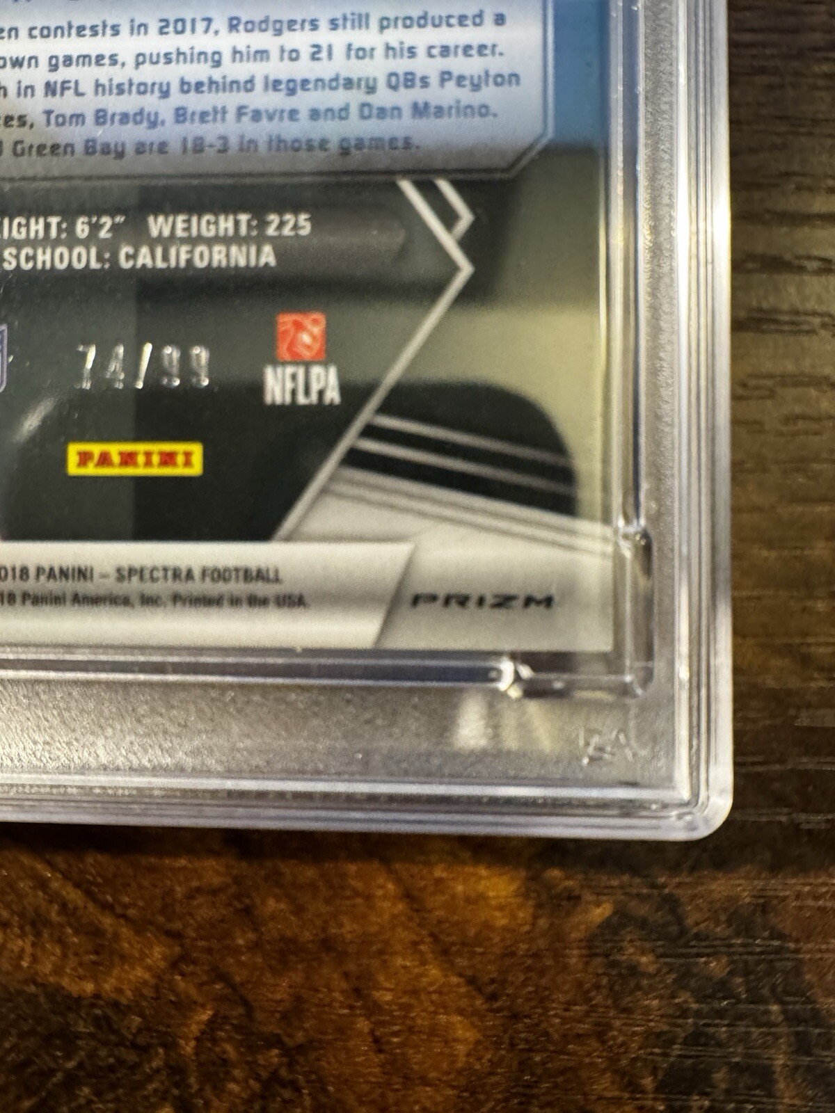 2018 Panini Spectra Aaron Rodgers #69 Prizm #/99 Packers Jets PSA 7 NM! POP 4!!! view 11