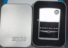 Zippo 21100 Lighter Chrysler Logo original tin box with tags 2007 Satin Finish