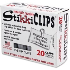 Advantus StikkiCLIPS 20 Pack White Removable Reusable Clips Secure Notes