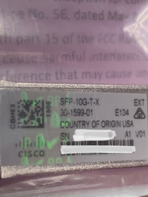 NEW Cisco SFP-10G-T-X Gigabit optical power conversion module Original w/Hologra