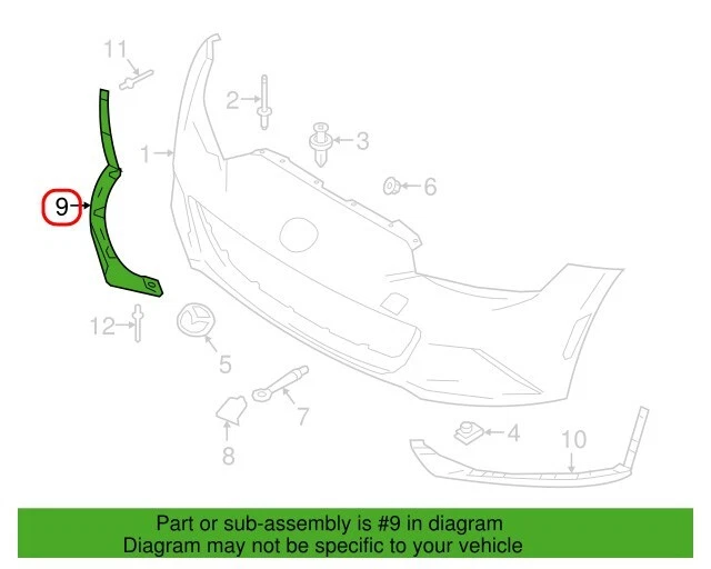 Juego deflector de parachoques delantero izquierdo derecho pasajero Mazda OEM para 16-19 MX-5 Miata Foto 3 de 4