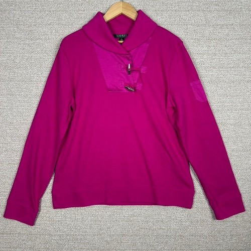 NEW LRL Ralph Lauren Sz XL Sweater Shawl Collar Pink Nautical Knit Long Sleeve