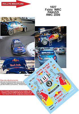 DECALS 1/24 REF 1027 SKODA FABIA PANIZZI RALLYE MONTE CARLO 2006 WRC RALLY