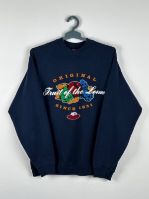 80S Vintage Basic Fruit Of The Loom Sweatshirt Big Logo Size XL