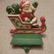 Midwest Cannon Falls Santa In Sleigh Cast Iron Stocking Holder Hanger Christmas