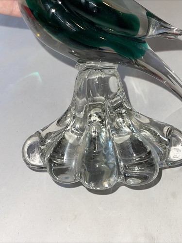 murano glass birds figurines, Green, Hand blown Glass, Italy, Chipped Crest , - Picture 6 of 7