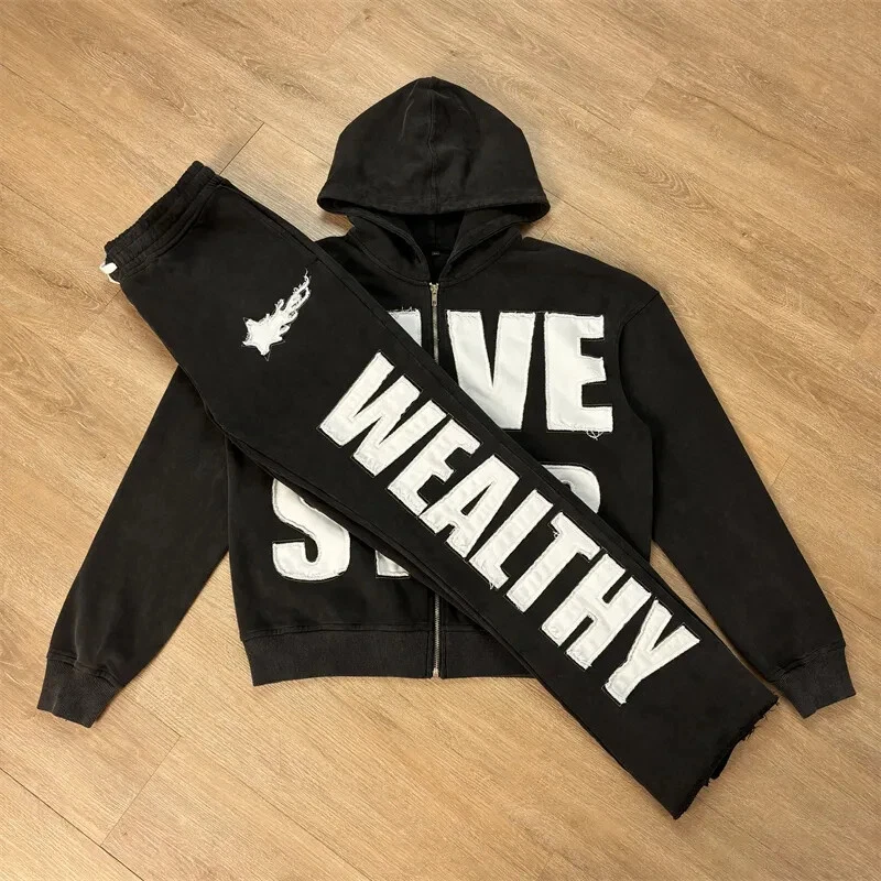 Mens 2pc Distressed Tracksuit Set Long Sleeve Jacket Pants Sweatsuit Sale on!!!
Opens in a new windo