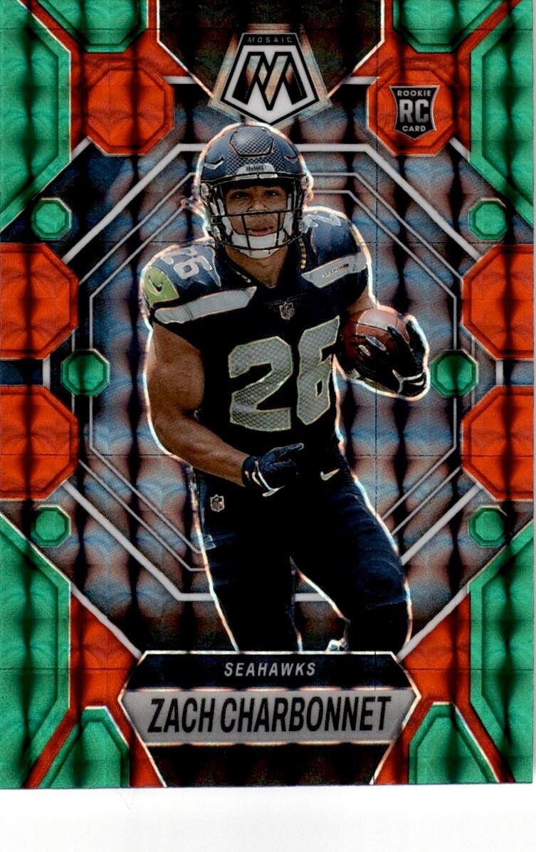 Zach Charbonnet 2023 Panini Mosaic #379 Red & Green Choice Prizm SP Rookie RC