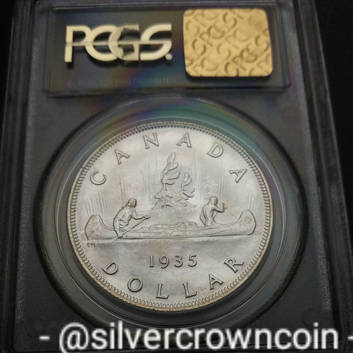 Canada 1 Dollar 1935. PCGS MS65. KM#30. Silver First 1$ coin. 1